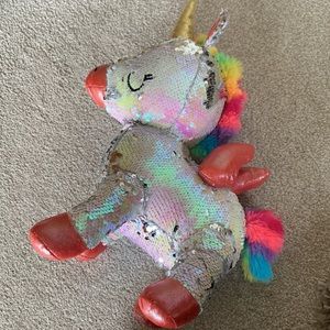 Nordstrom flippy sequin unicorn 🦄 rainbow mane gold horn NWOT